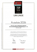 Focus Ärzeliste 2026 Prof. Lohmann Kniechirurgie